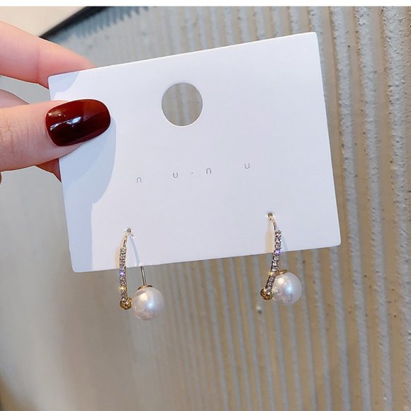 💙Pearl Crystal Zircon Wire Hooks Earrings - Picture 8 of 14